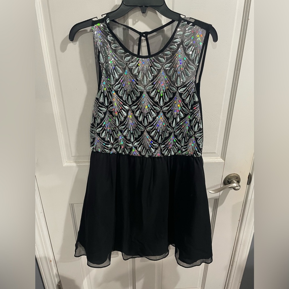 Love Reign Black Dress with Silver Sequins